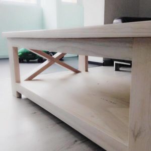 Solid Wood Coffee Table with White Washed Effect