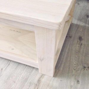 Closer Shot - Solid Wood Coffee Table with White Washed Effect