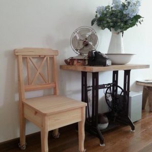 Custom Table Top with Old Sewing Machine Legs