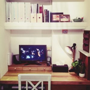 Custom Study Table Unit with Overhead Shelves