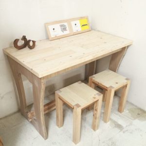 Raw Solid Pine Table Top Set - Side View